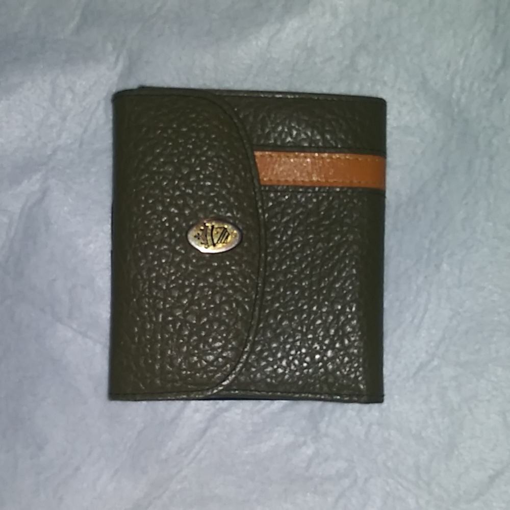 Vintage green and orange genuine leather LA Laurent wallet